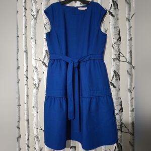 Blue Sleeveless Dress with Belt
